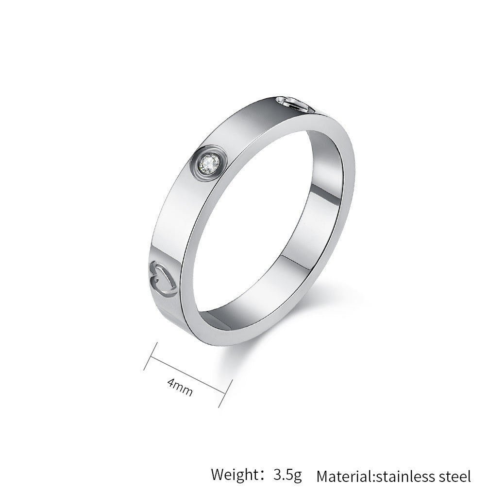 Planderful Zircon Inlaid Gold Plated Titanium Steel Ring For Women Light Luxury High End Jewelry