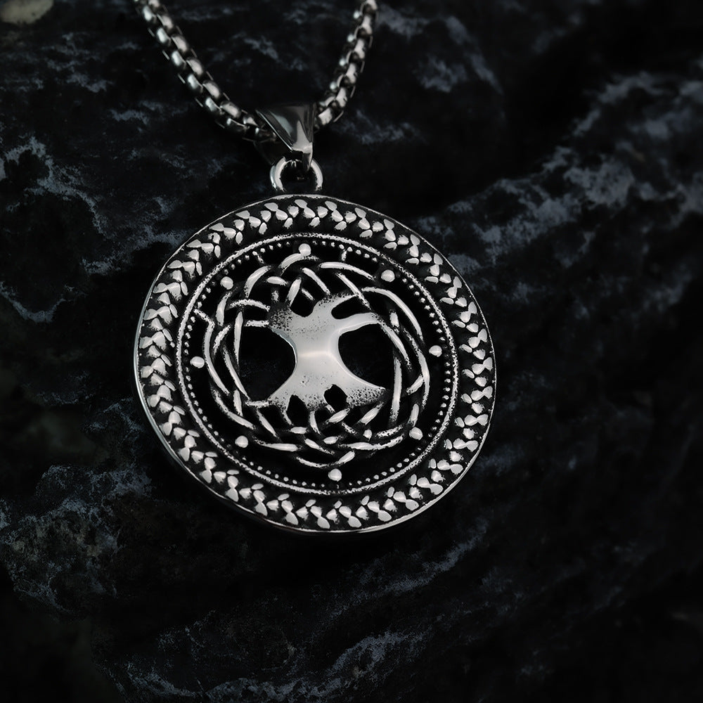 Retro Stainless Steel Men's Pendant Double Sided Necklace