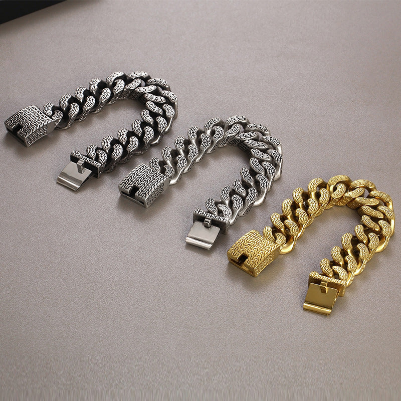 Punk Trident Symbol Stainless Steel Bracelet for the Bold Modern Man