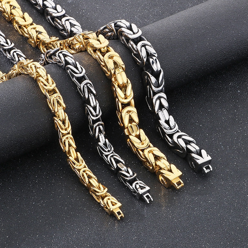 Planderful Men Titanium Steel Necklace Retro Imperial Chain
