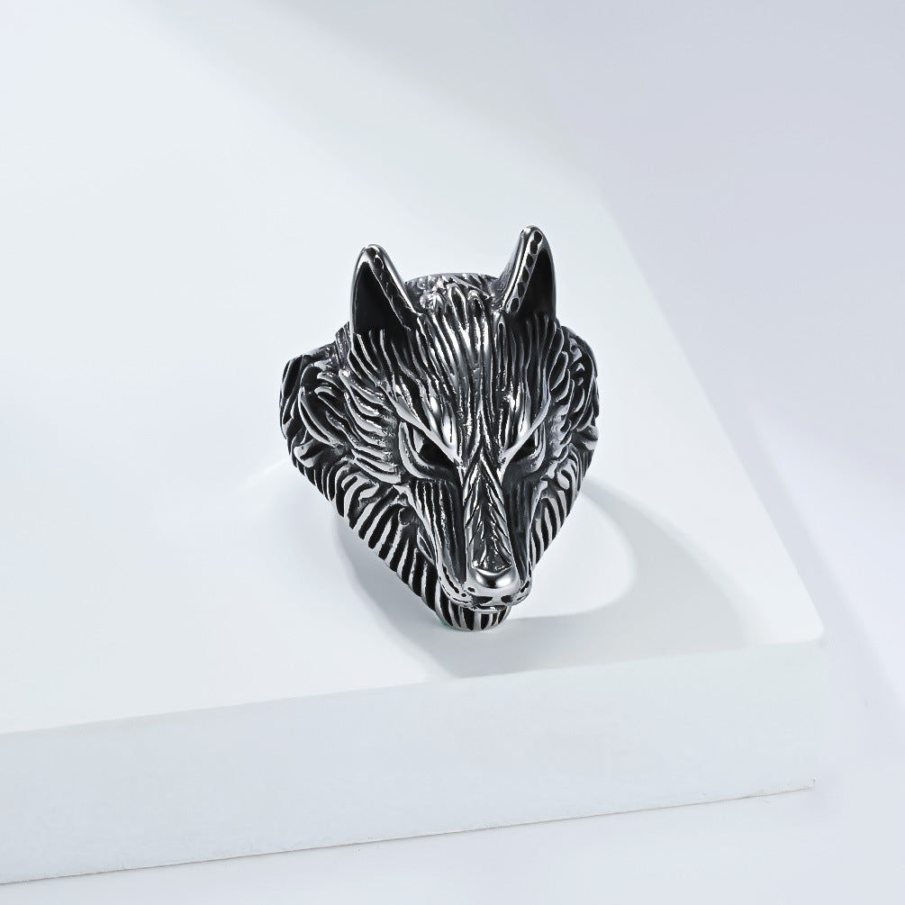 Planderful Viking Wolf Ring For Men Steel Band Bold Domineering Style For Everyday Wear