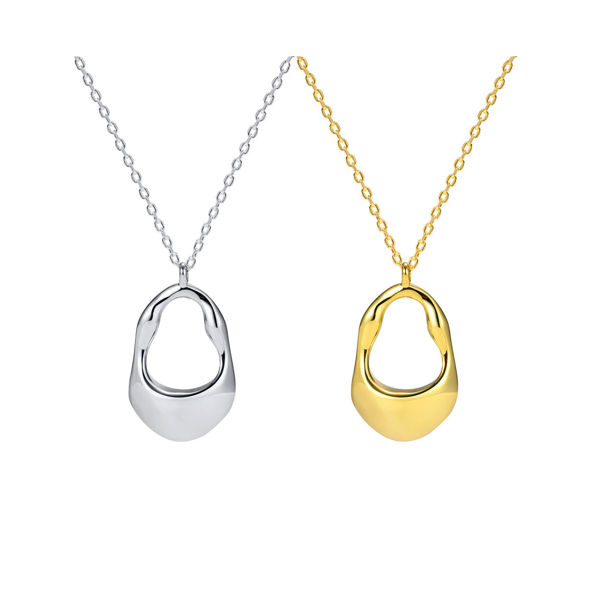 Simple Copper Material 18K Gold Hollow Irregular Pendant Necklace