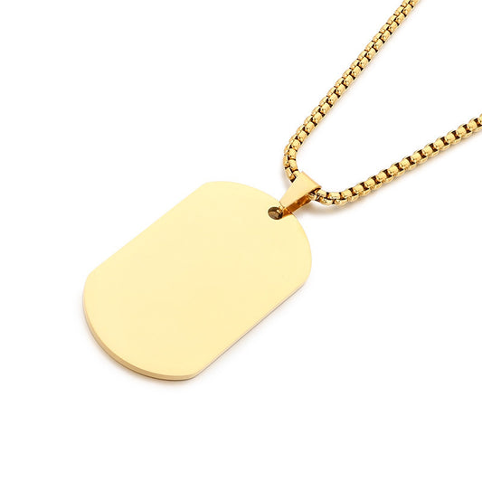 American Minimalist Stainless Steel Military Necklace, Titanium Steel Blank Tag Men's Wear