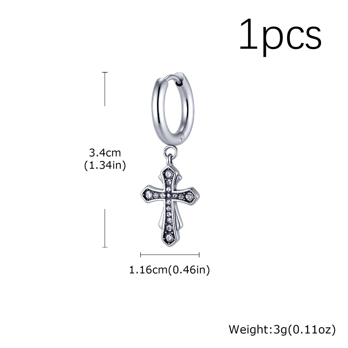 Stainless Steel Zircon Cross Earrings