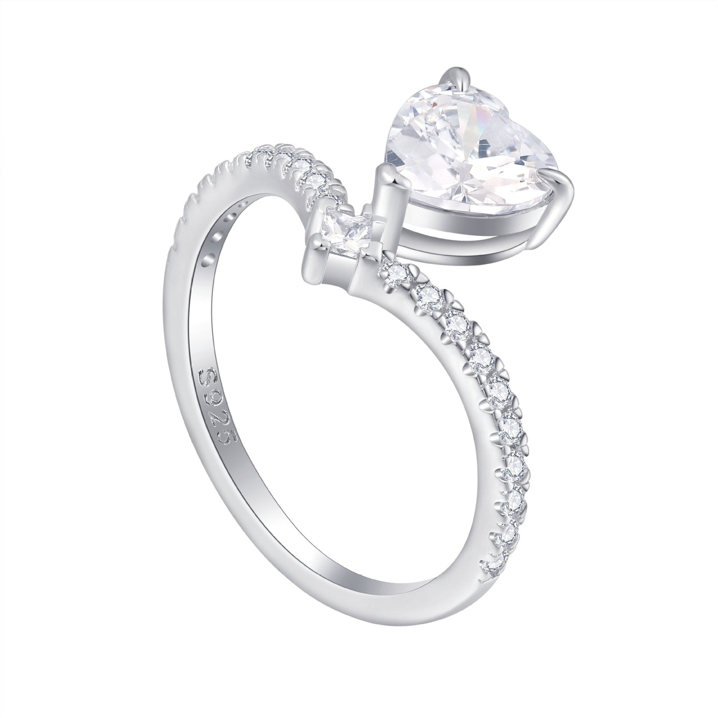 Planderful Sterling Silver Heart Zircon Ring For Women Elegant Everyday Genie Luxury Jewelry