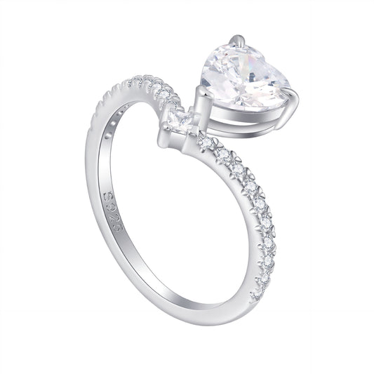 Planderful Sterling Silver Heart Zircon Ring For Women Elegant Everyday Genie Luxury Jewelry