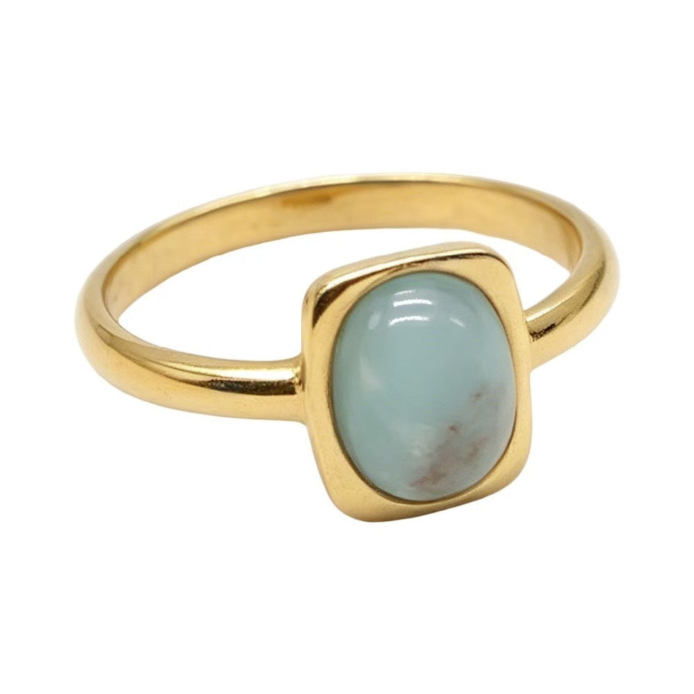 Colored Stone Titanium Steel Ring