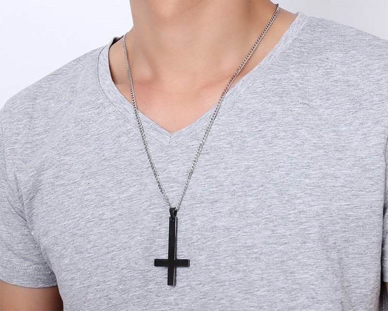 Stainless Steel Jewelry Wholesale 55MM Upside Down Cross