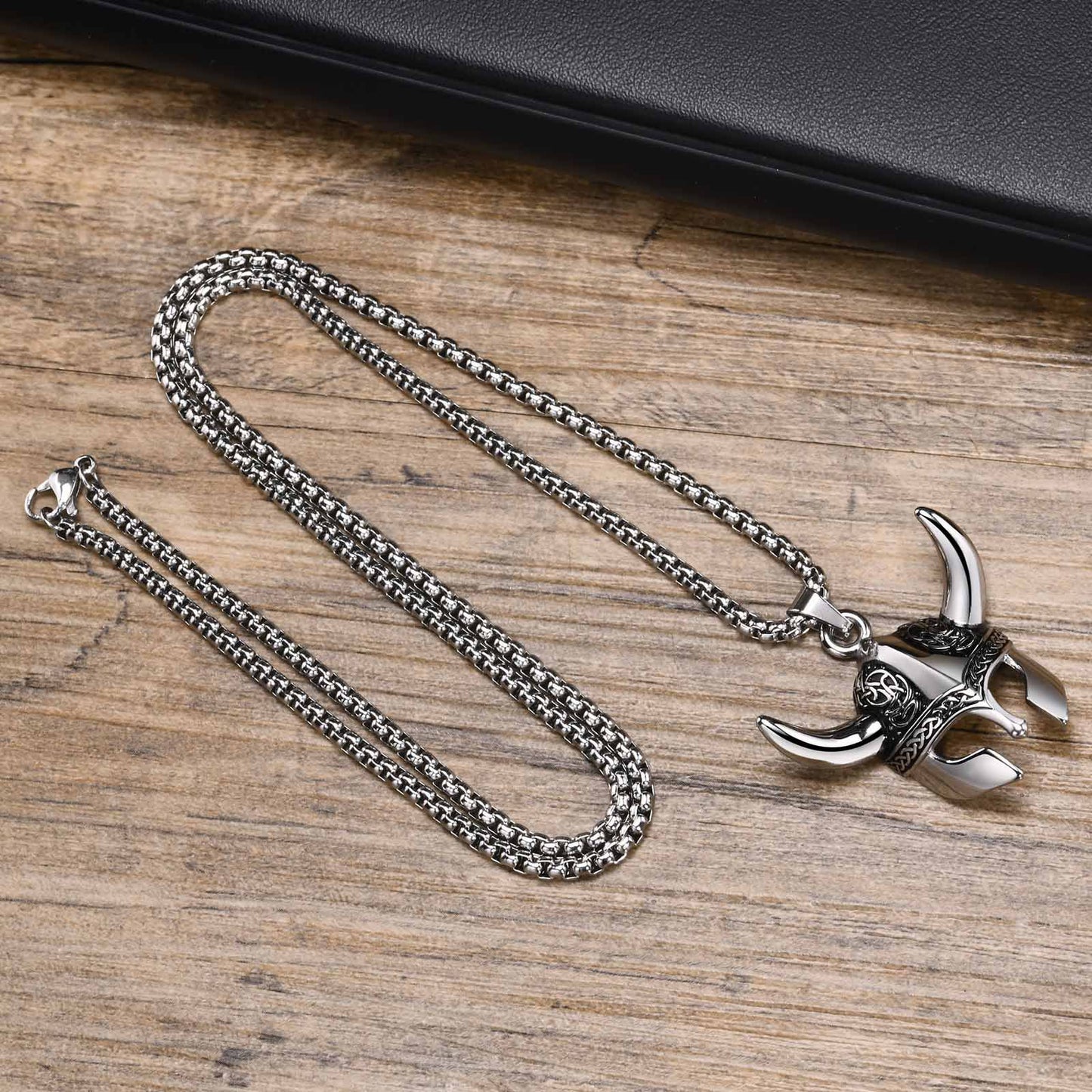 Stainless Steel Celtic Knot Viking Mask Pendant Necklace