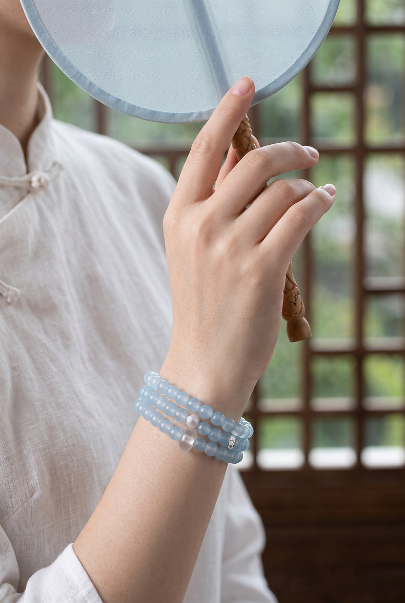 Blue Chalcedony & White Agate Bracelet
