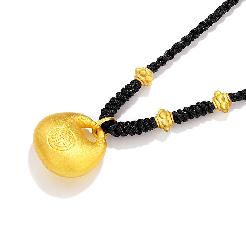 Gold-Tone Fortune Bag Braided Necklace