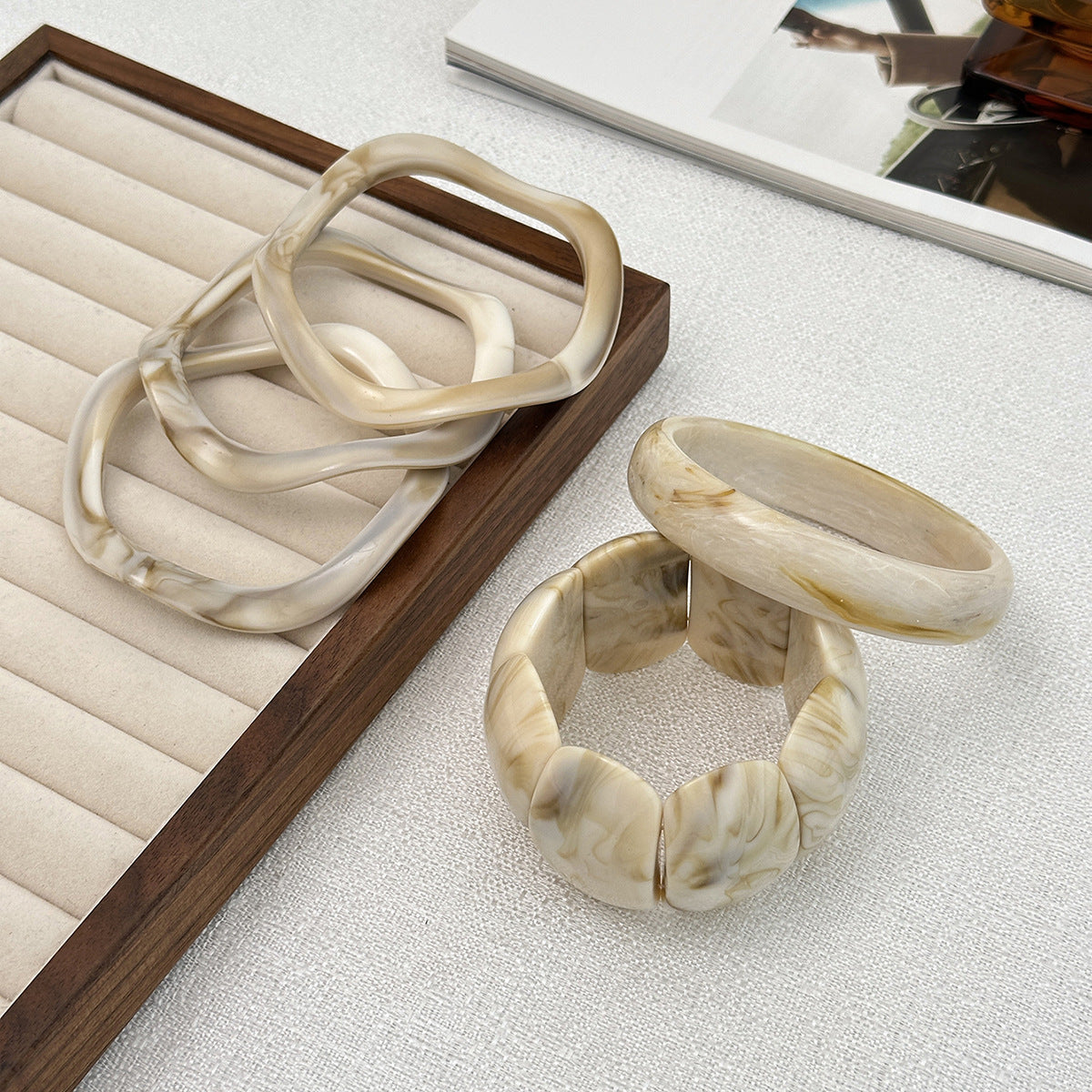 Elastic Exaggerated Acrylic Bracelet Wavy Ring Geometric Bracelet