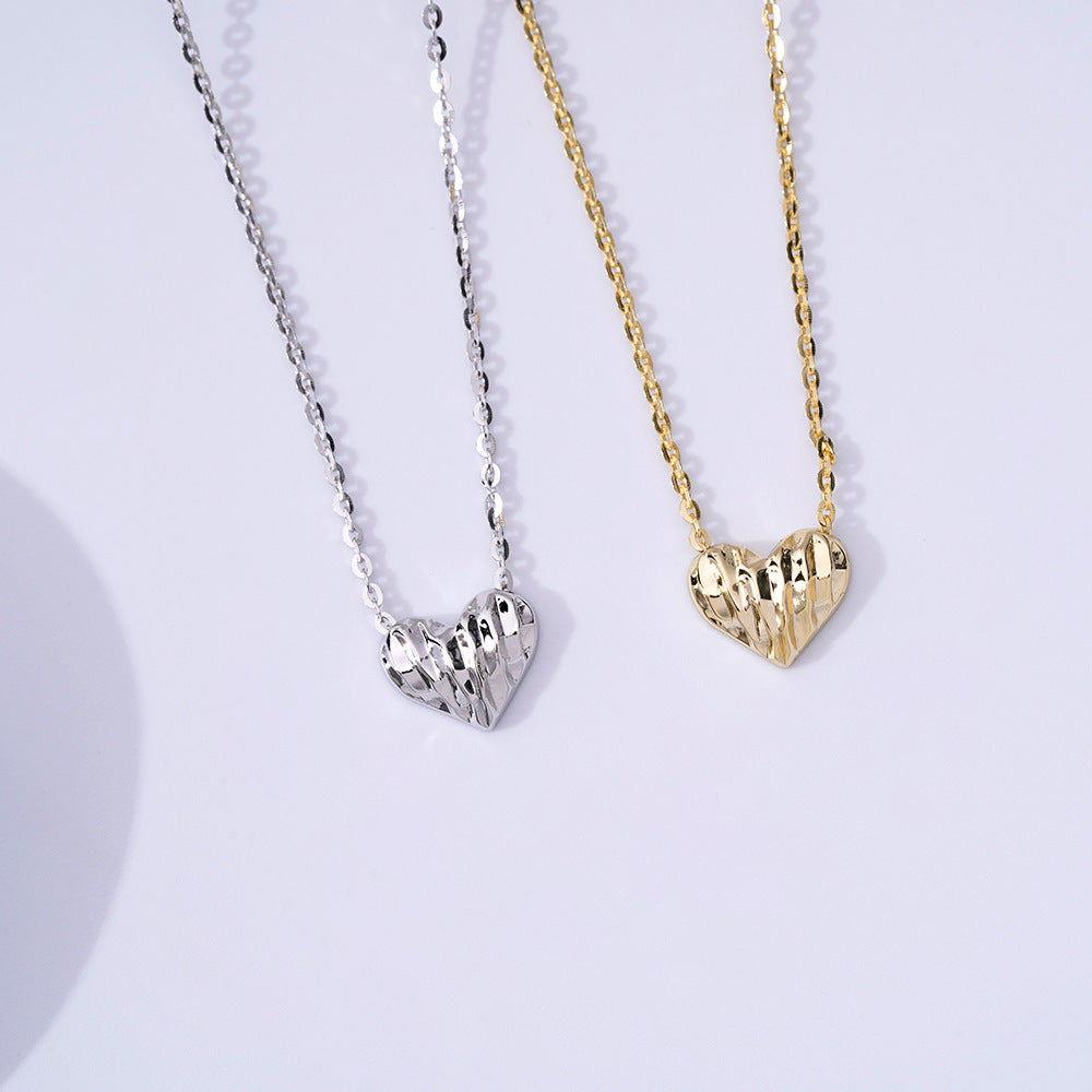 S925 Sterling Silver Necklace Women's Heart-Shaped Love Pendant