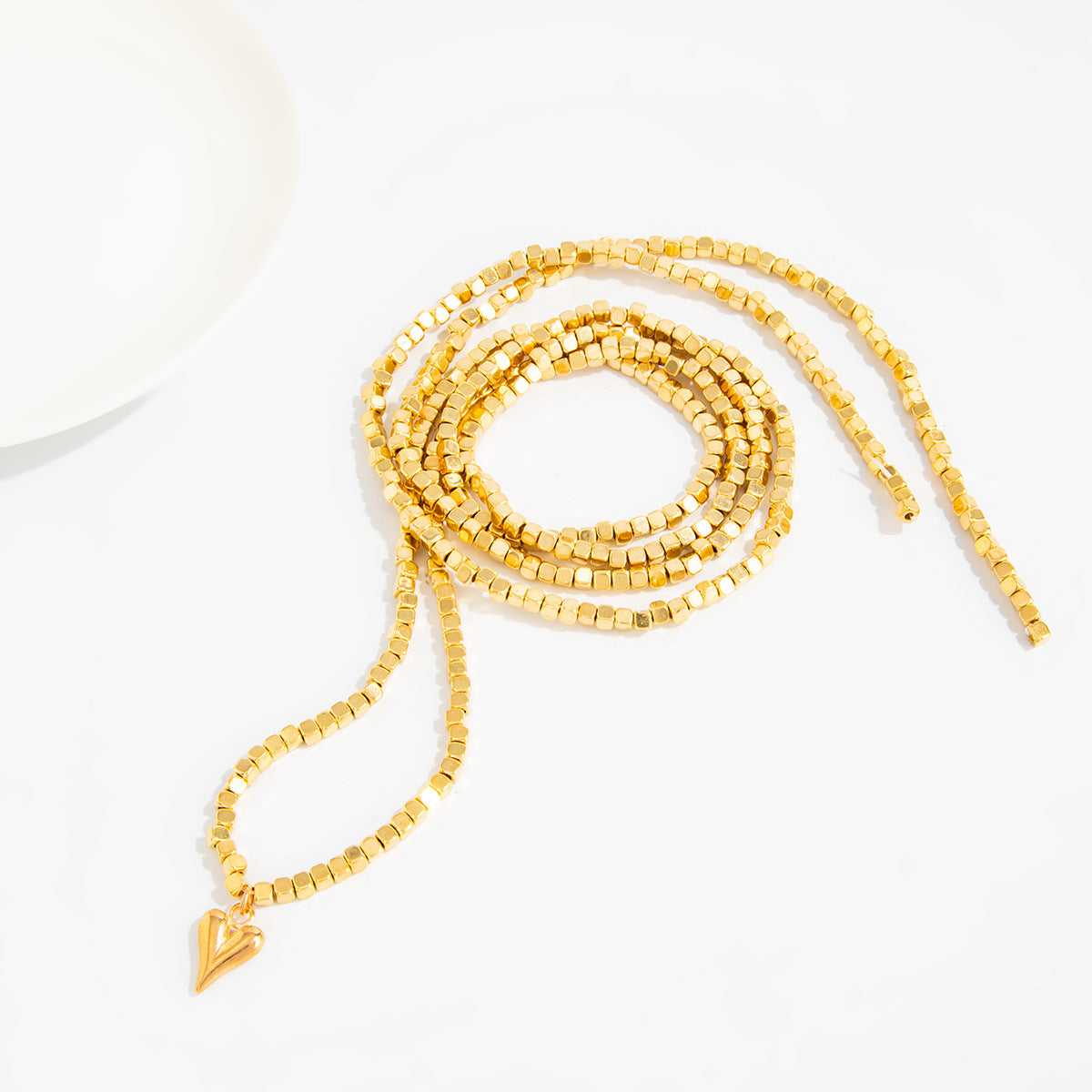 Special-Shaped Ccb Beaded Necklace Love-Shaped Fringed Y-Shaped Long Wrapped Neck Chain