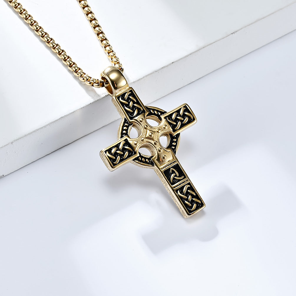 Steel Necklace – Vintage Men's Cross Pendant