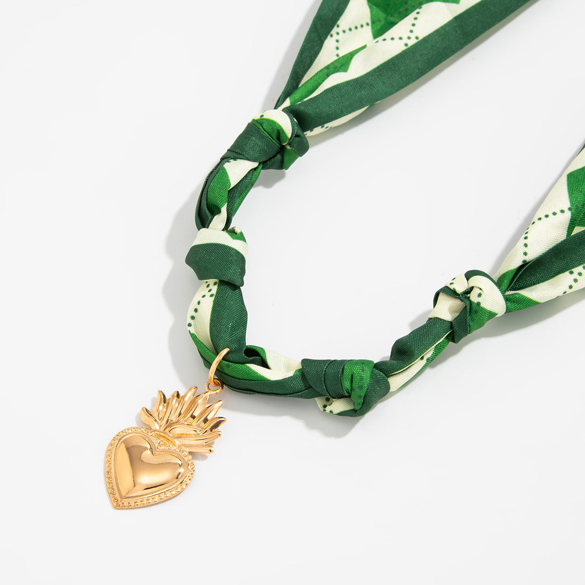 Knotted Ribbon Heart Pendant Necklace