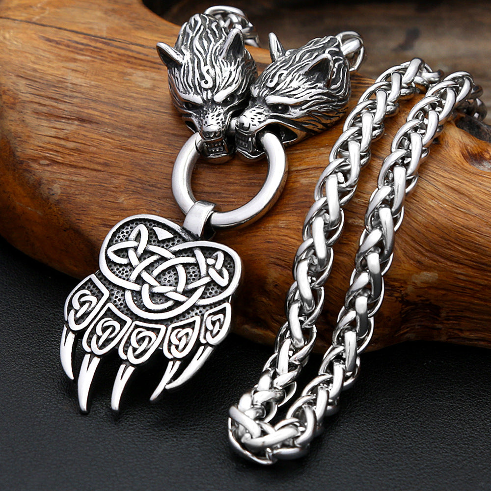 Viking Wolf Stainless Steel Men's Pendant Necklace