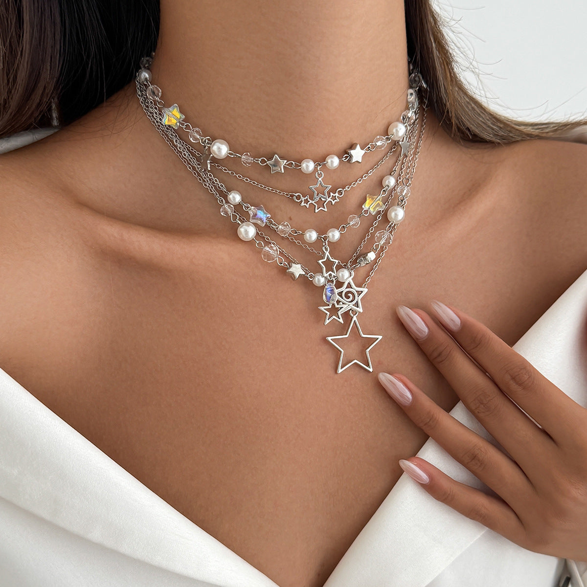 Star Pendant Acrylic Layered Necklace