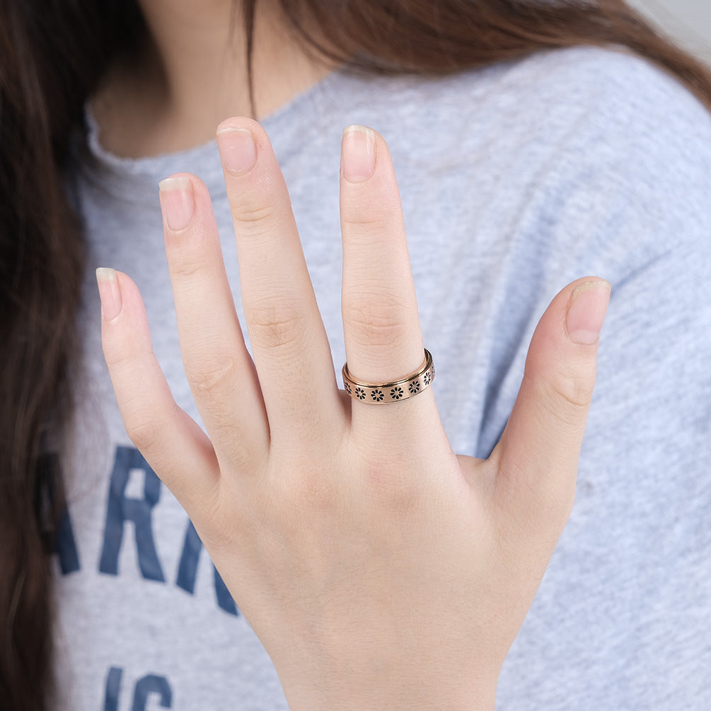 Cross-Border Amazon Rotating Titanium Steel Rings for All