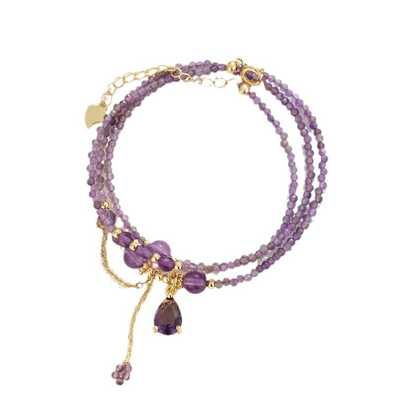 Amethyst Tourmaline Heart Triple-Wrap Convertible Necklace & Bracelet