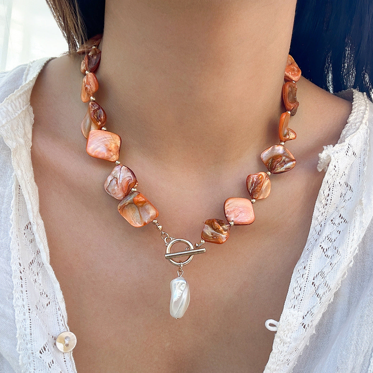 Ocean Wind Shell Piece Starfish Necklace Vacation Irregular Necklace