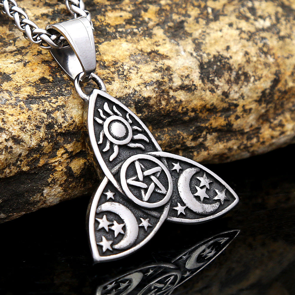 Sun Star Moon Stainless Steel Necklace Triple Moon Muse Pendant