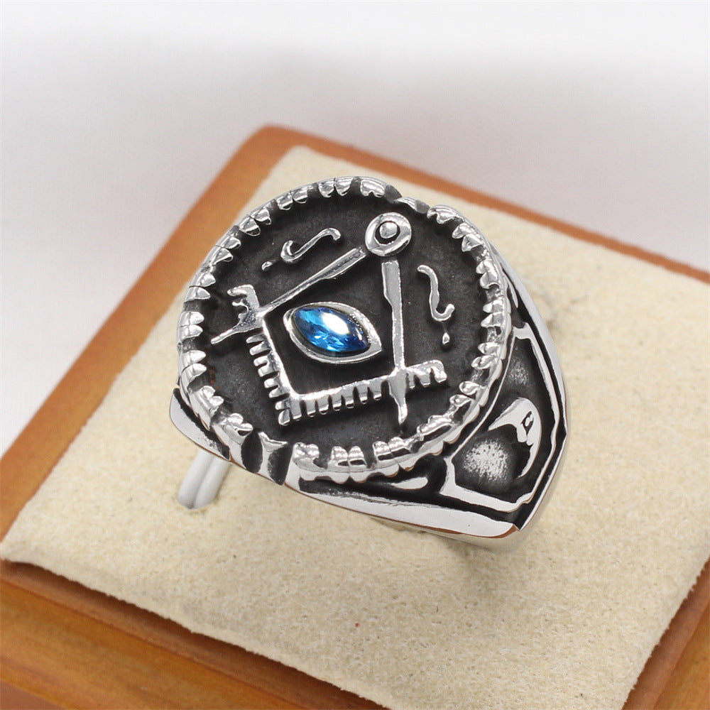 Planderful Everyday Genie – European and American Personalized Retro Freemasonry Men's Titanium Steel Ring