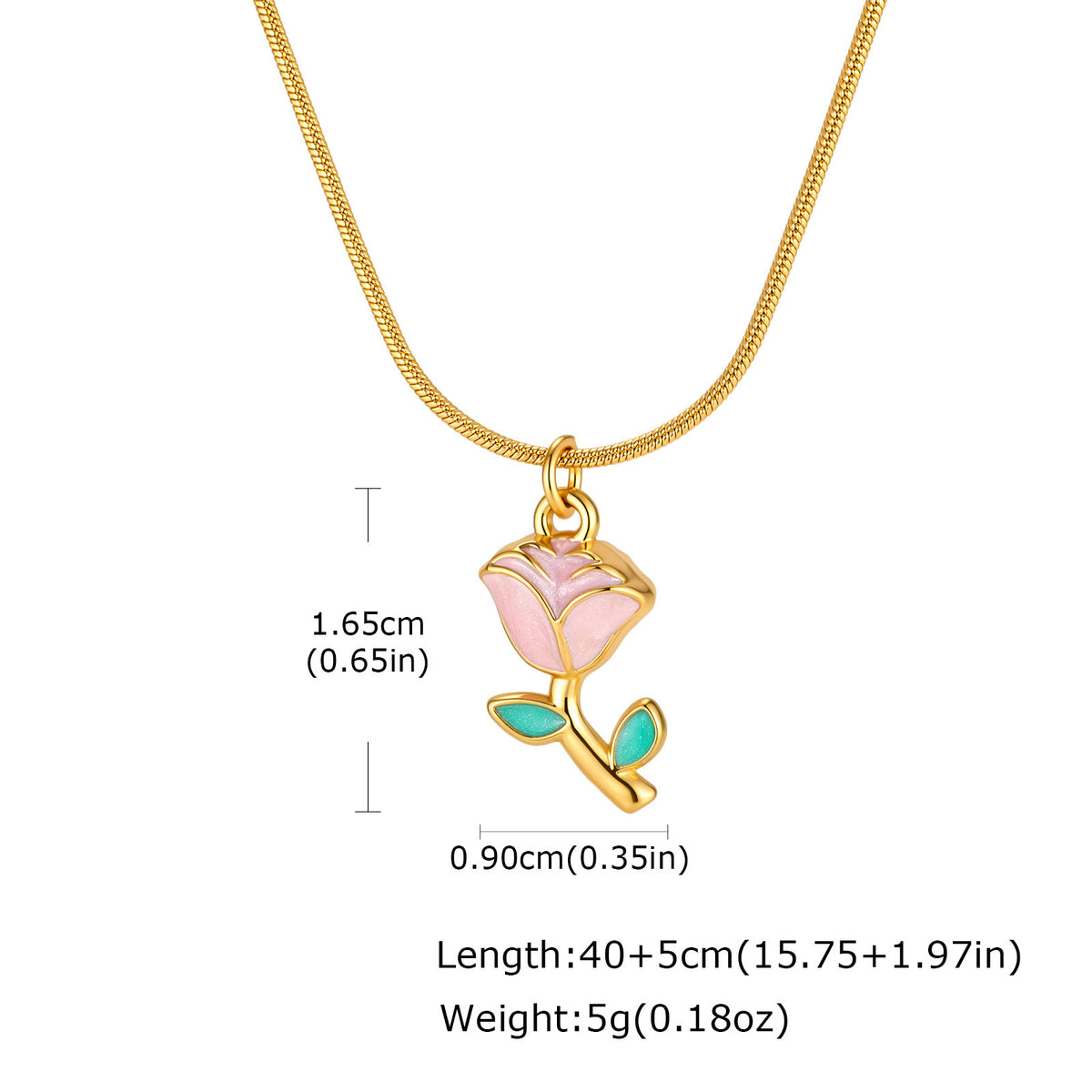 Stainless Steel Necklace Women's Rose Necklace Pendant Round Snake Chain Romantic Daily