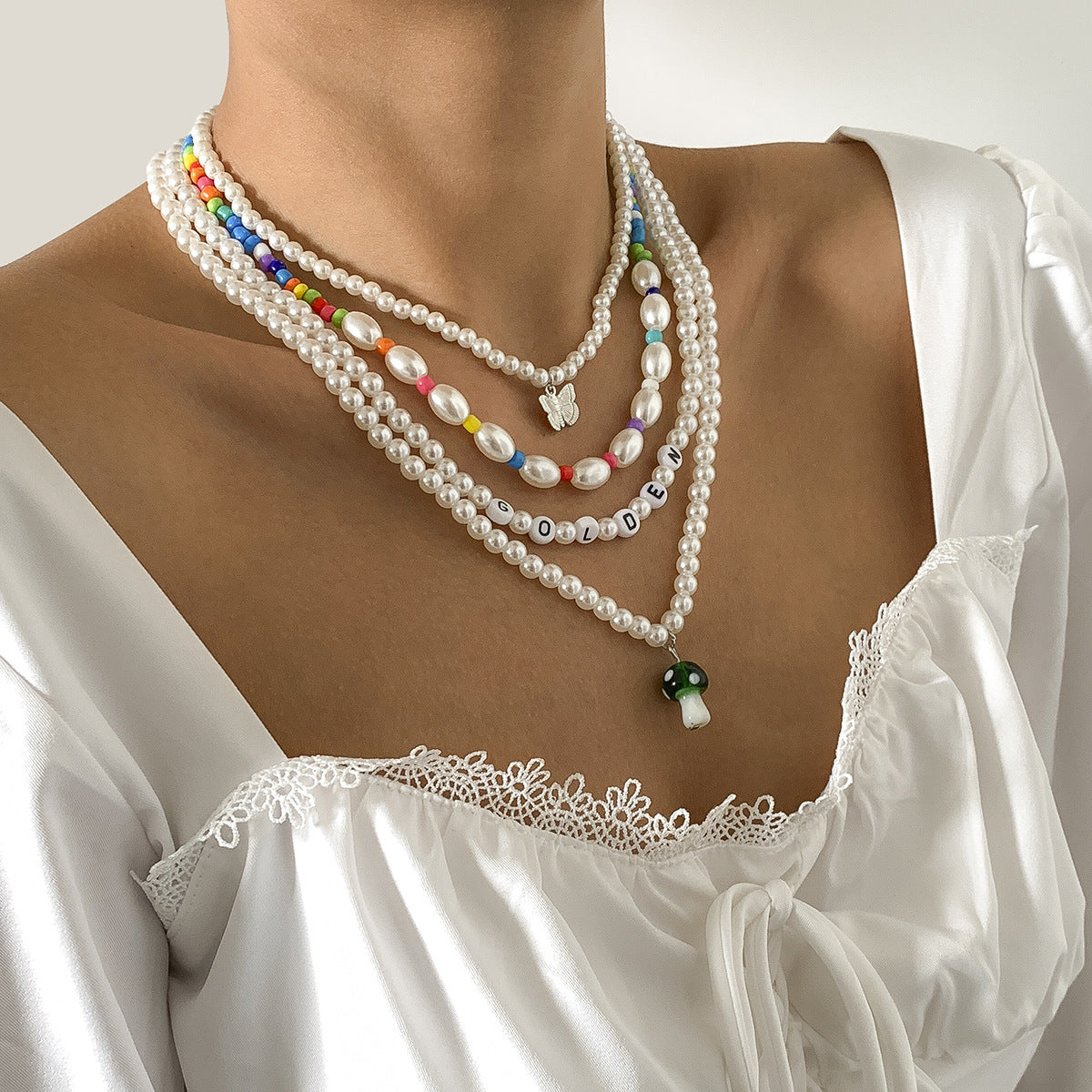 Planderful Butterfly Necklace Creative Mix And Match Multi Mushroom Beaded Pearl Letter Statement For Women Vienna Verve