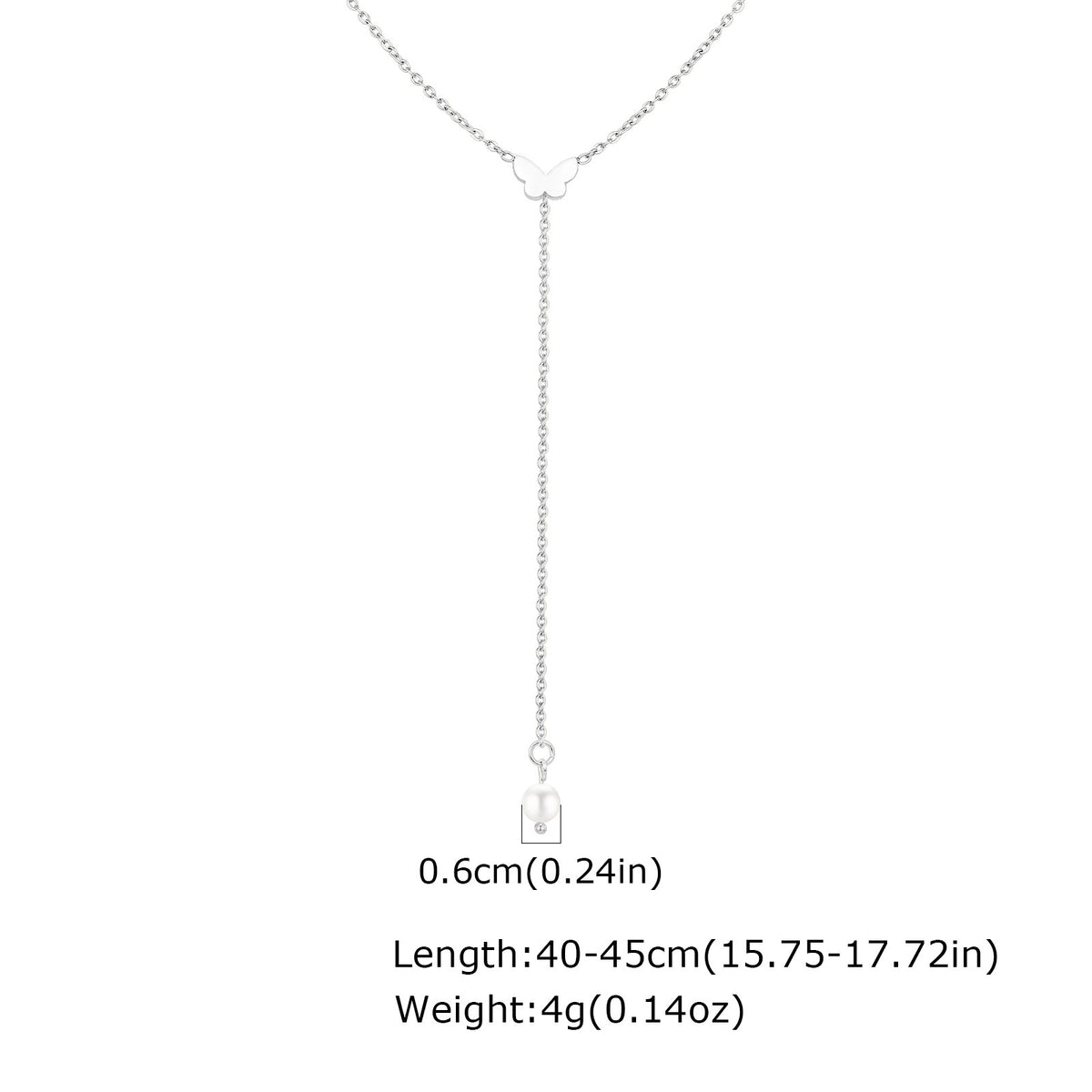 Butterfly Heart-Shaped Imitation Pearl Y-Shaped Gold Necklace Women's & Simplicity