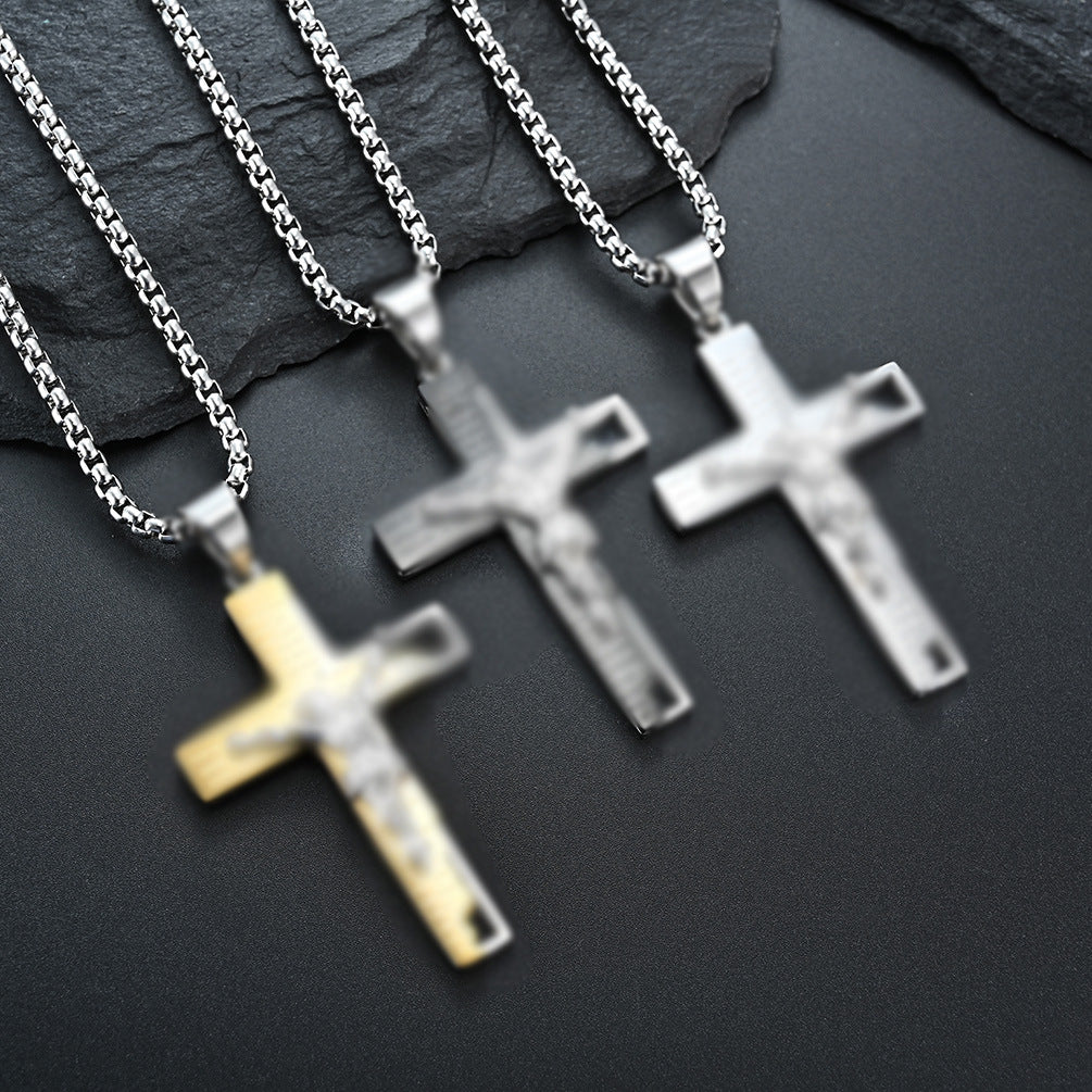 European and American Style Titanium Steel Cross Necklace