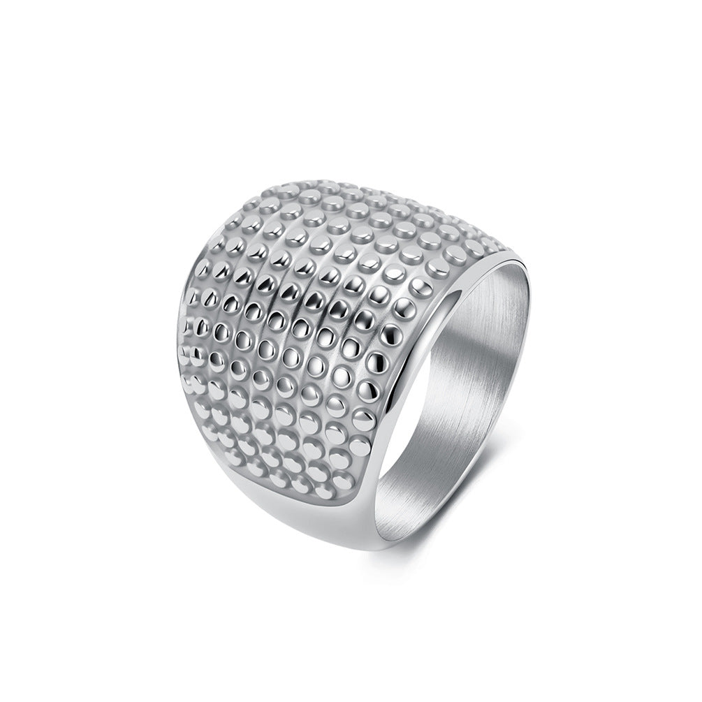 French Antique Coin Stainless Steel Ring Women's Gold-Plated