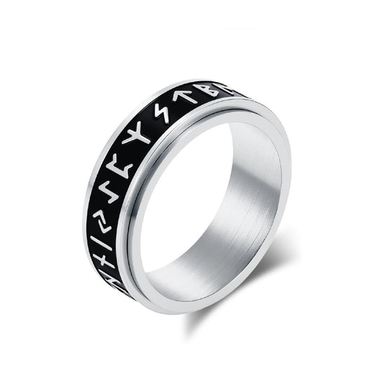Viking Text Titanium Steel Rotating Ring For Men By Planderful Premium Durable Retro Style