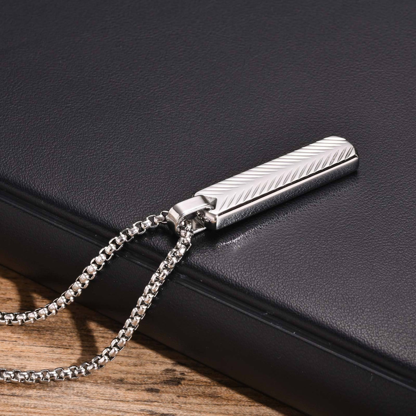 Geometric One-Word Strip Titanium Steel Flower Pendant for Men