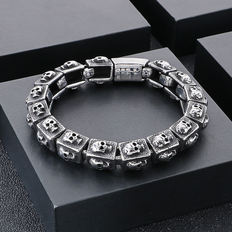 Planderful Skull Bracelet Titanium Steel For Men Retro