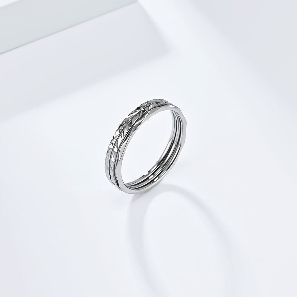 Planderful Everyday Genie 1mm Stackable Titanium Steel Ring Set For Women Light Luxury Hand Jewelry Sizes 5 To 10