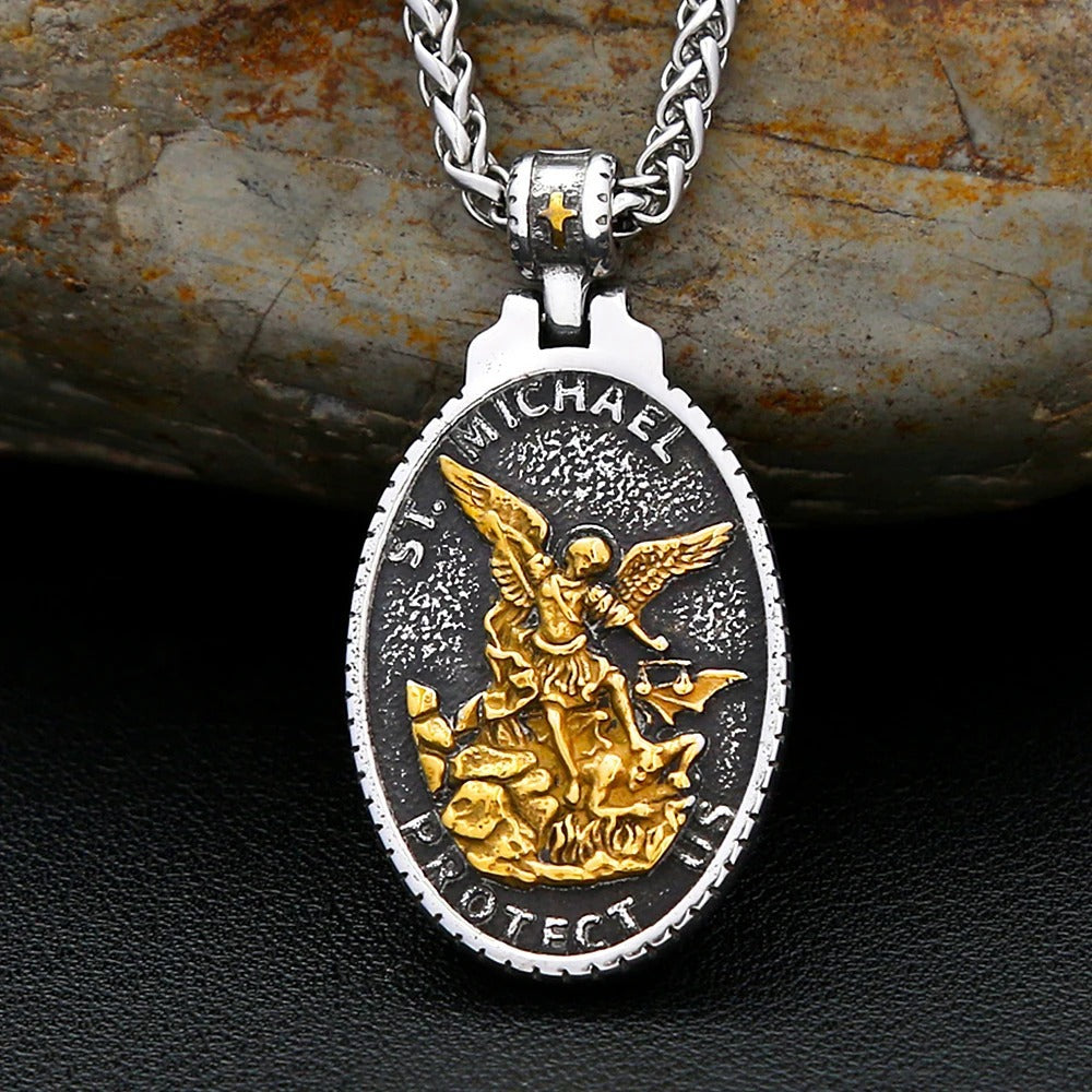 St. Michael Angel Stainless Steel Pendant Necklace