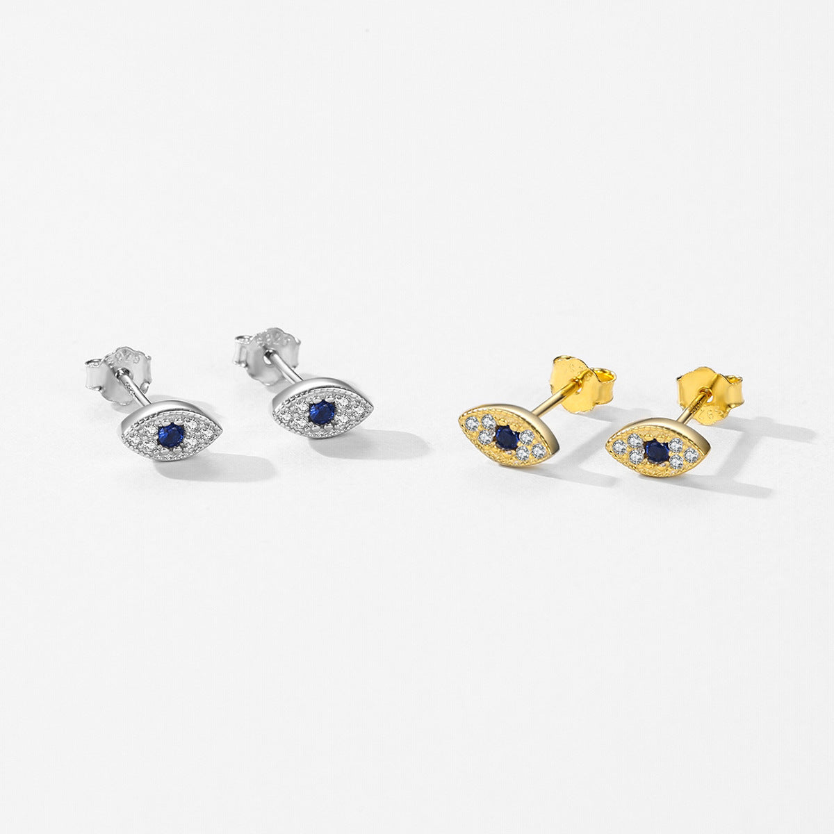 Exquisite Devil's Eye Earrings, S925 Sterling Silver with Zircons