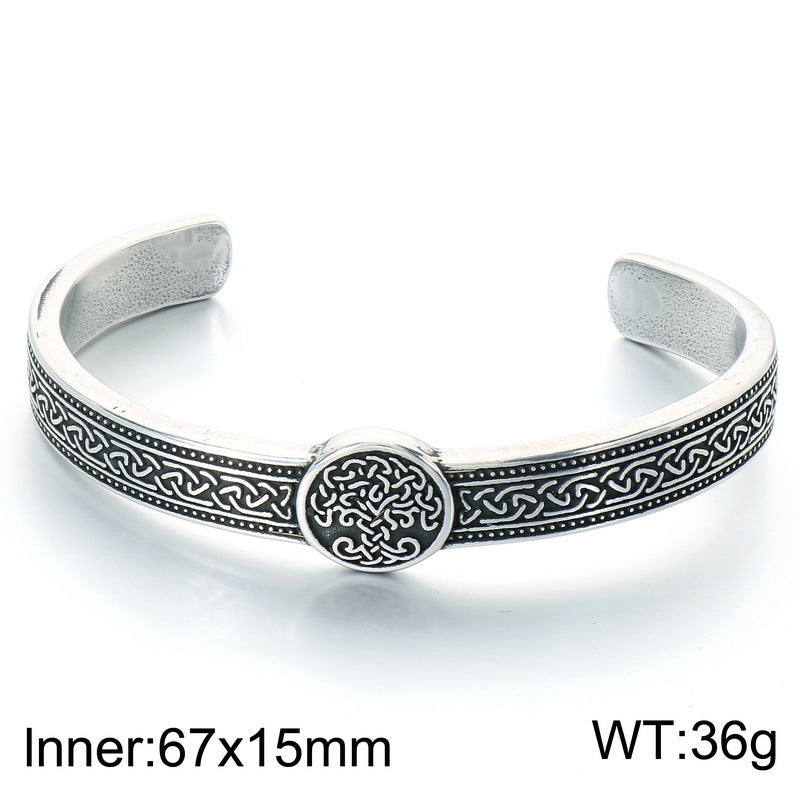 Nordic Viking Rune Rune Thor's Hammer Open Bracelet Celtic Knot Life Tree Stainless
