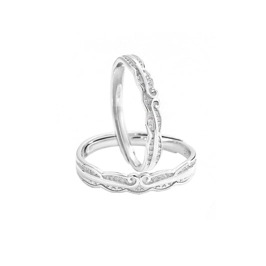 Planderful Jewelry Sterling Silver Couple Ring Chinese Style For Girlfriend Valentines Day Gift