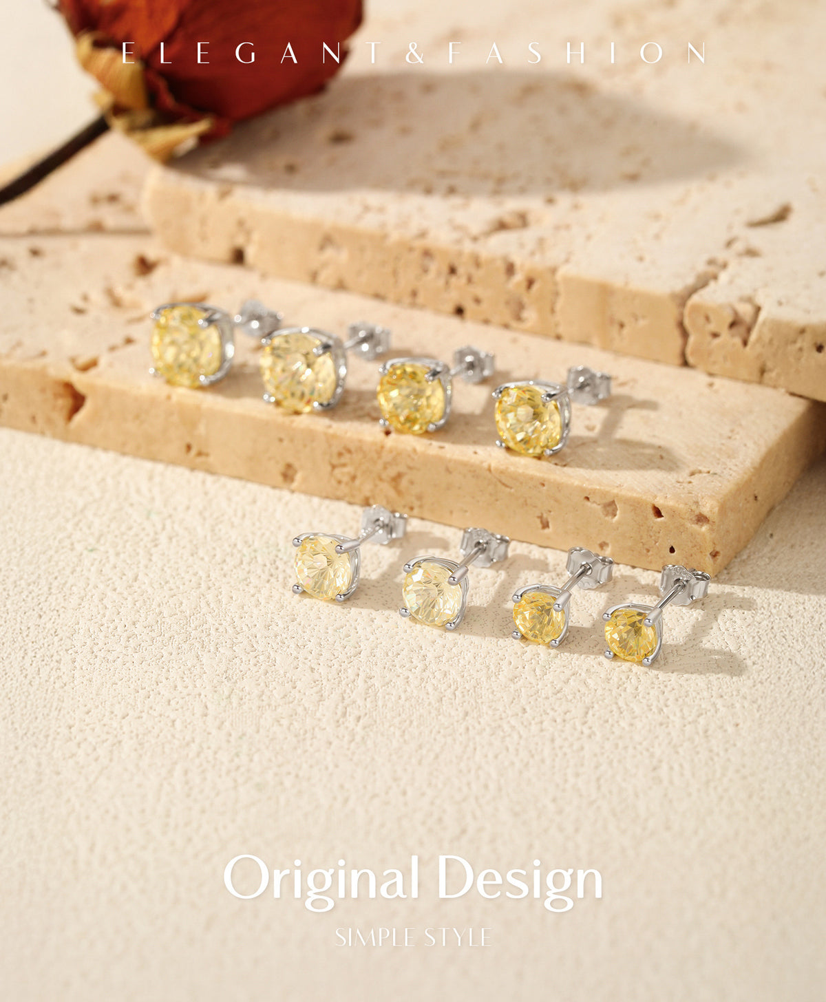 925 Sterling Silver Soft Yellow Fireworks-Cut Earrings