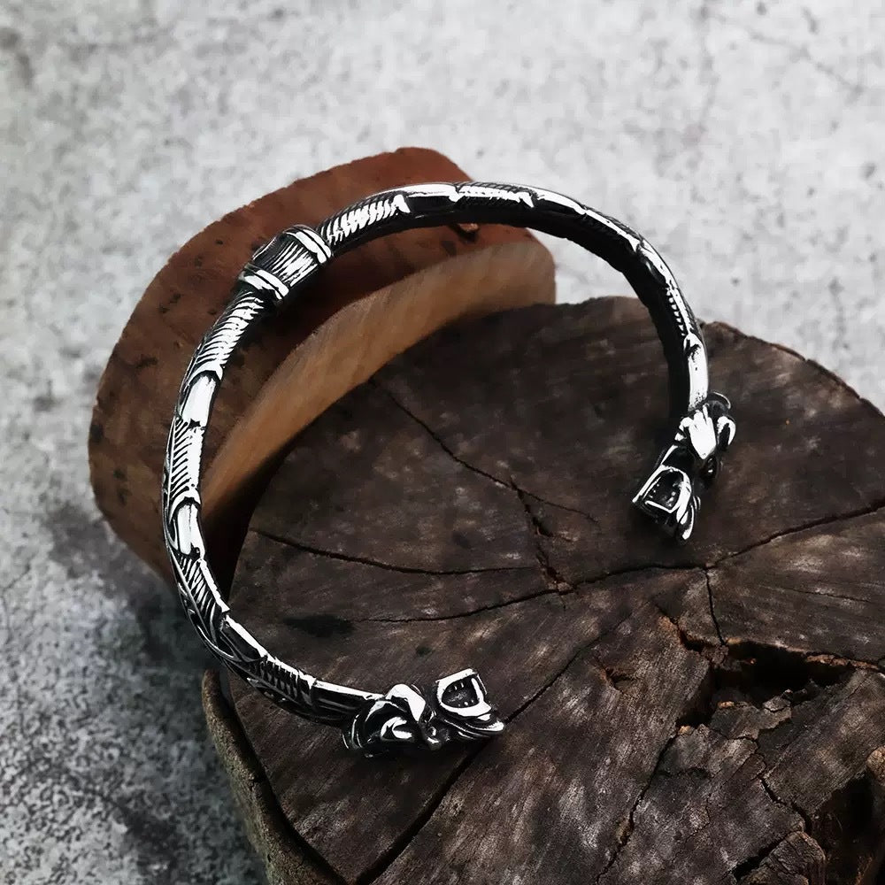 Viking Wolf Head Bracelet Planderful Everyday Genie For Men Steel Jewelry Retro Durability