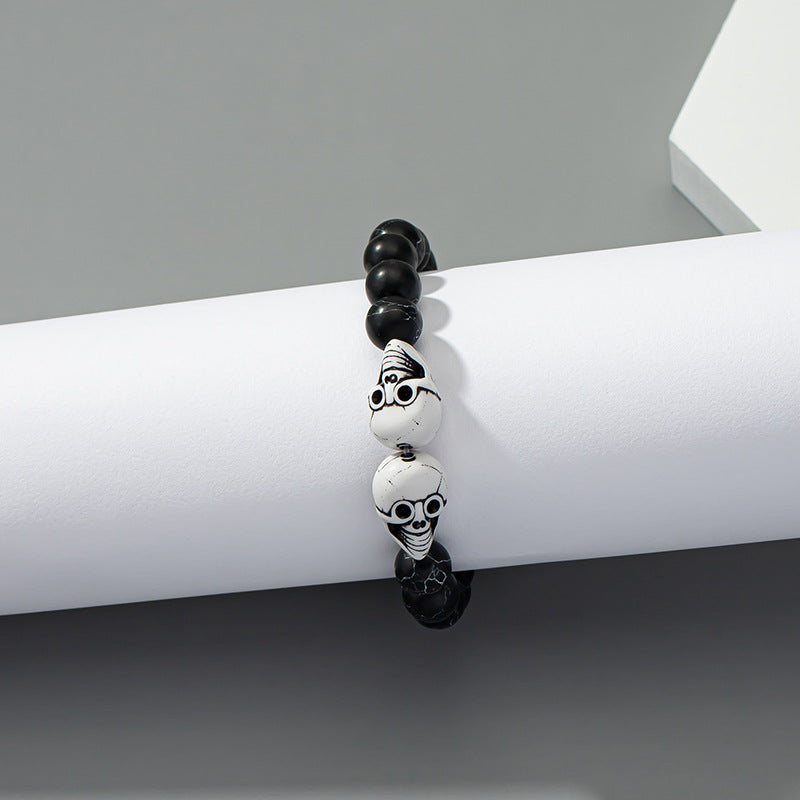 Skull Stone Black Bracelet - European and American Style Cross-Border Instagram Jewelry Wholesale