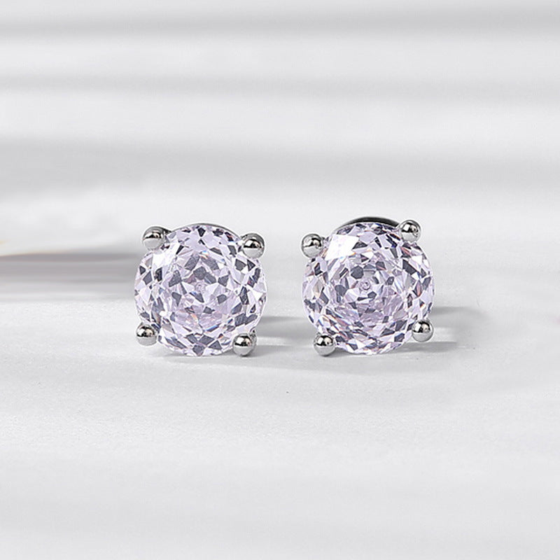 S925 Sterling Silver Zircon Rose Stud Earrings