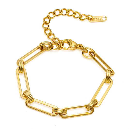 Titanium Steel Jewelry Stainless Steel Flat Chain Bracelet Gold Women