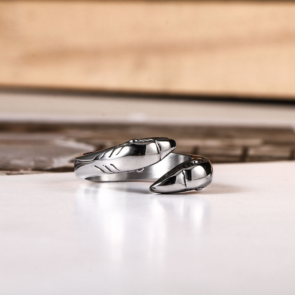 Trendy Gold Flying Eagle Open Ring Titanium Steel Jewelry