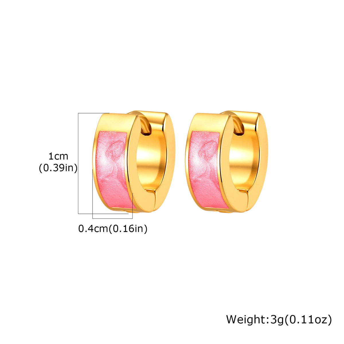 Gold-Tone Pearlescent Enamel Huggie Earrings
