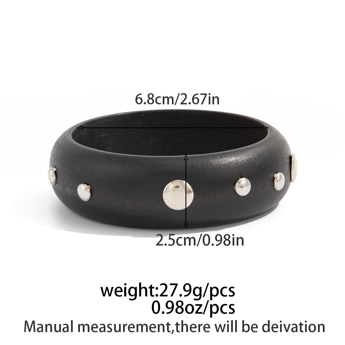 Cold And Exaggerated National Style Wooden Wide Bracelet Star Geometric Rivet Bracelet