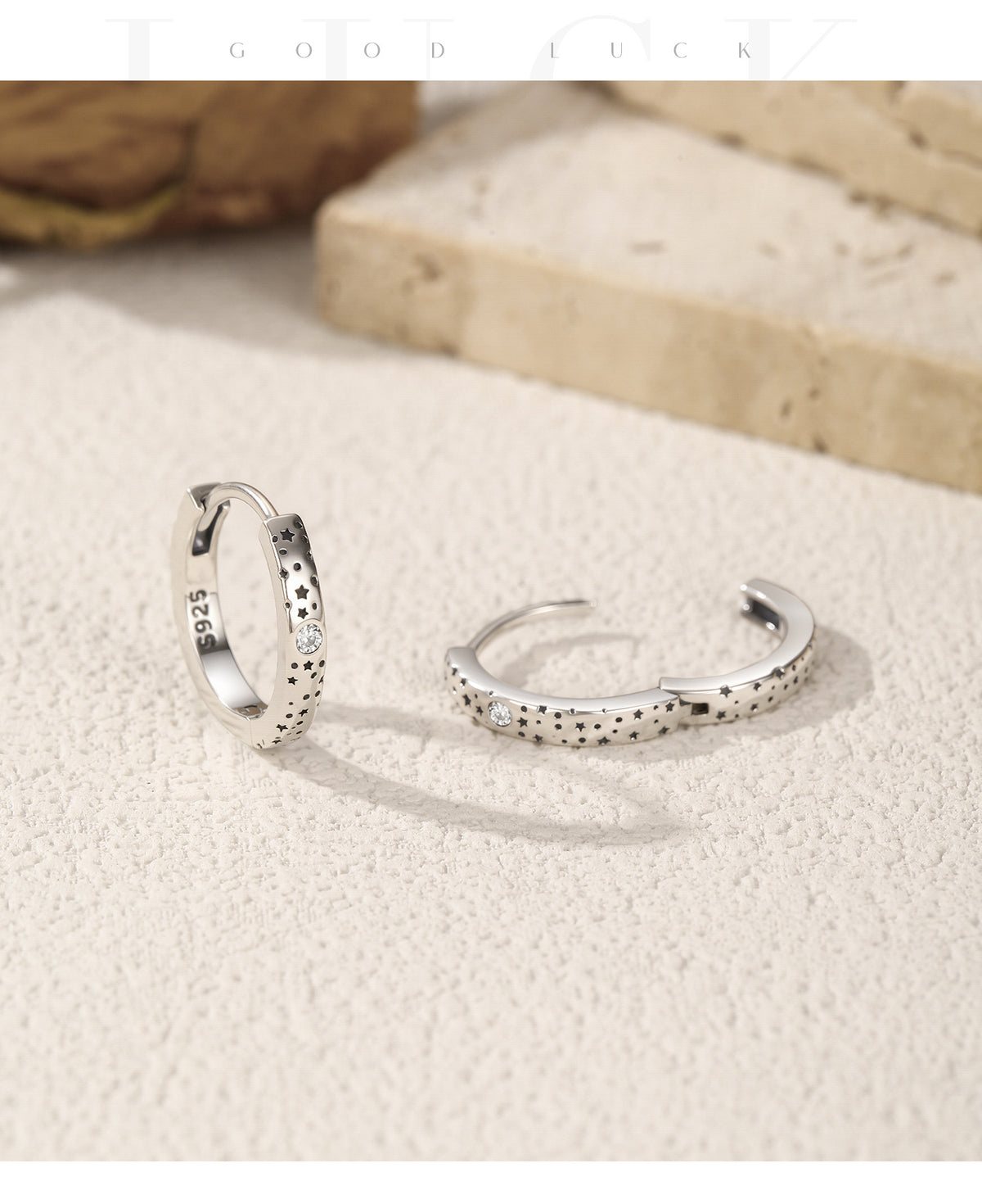 925 Sterling Silver Star Geometric Round Moissanite Earrings