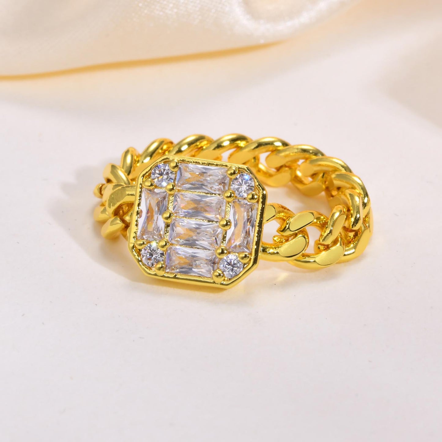 Zircon Chain Ring Gold Women's Fashion Ring Accessories Wholesale